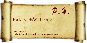 Petik Héliosz névjegykártya